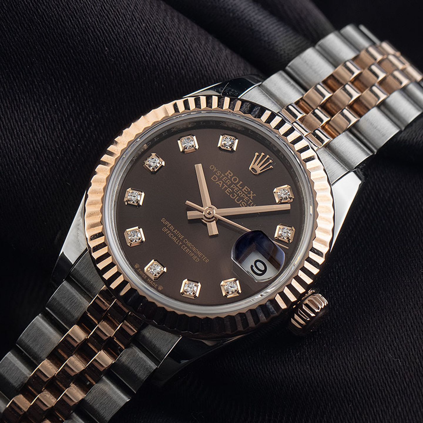 Rolex Lady-Datejust 279171 (2021) - Brown dial 28 mm Gold/Steel case (3/7)