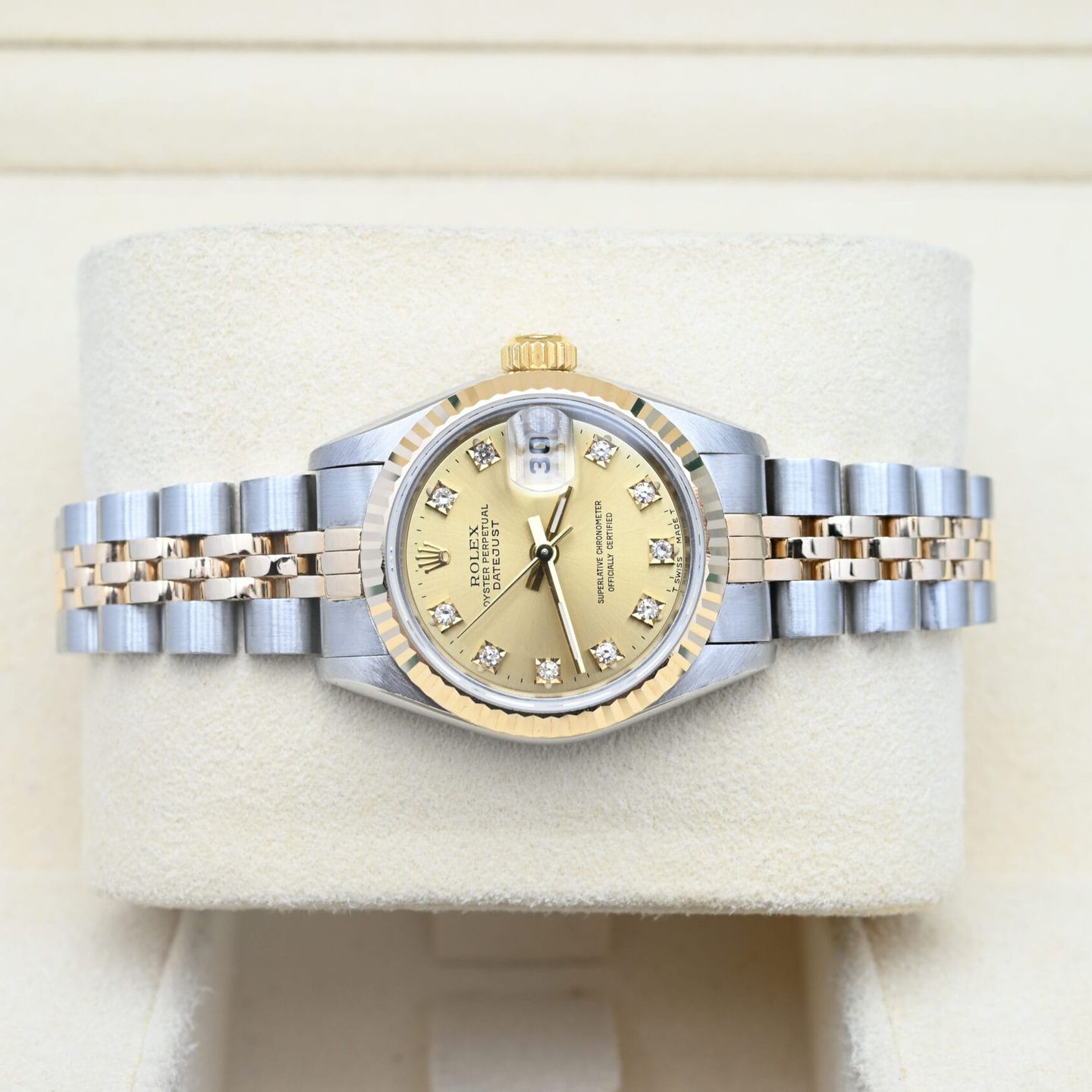 Rolex Lady-Datejust 69173 (1984) - Champagne wijzerplaat 26mm Goud/Staal (5/7)