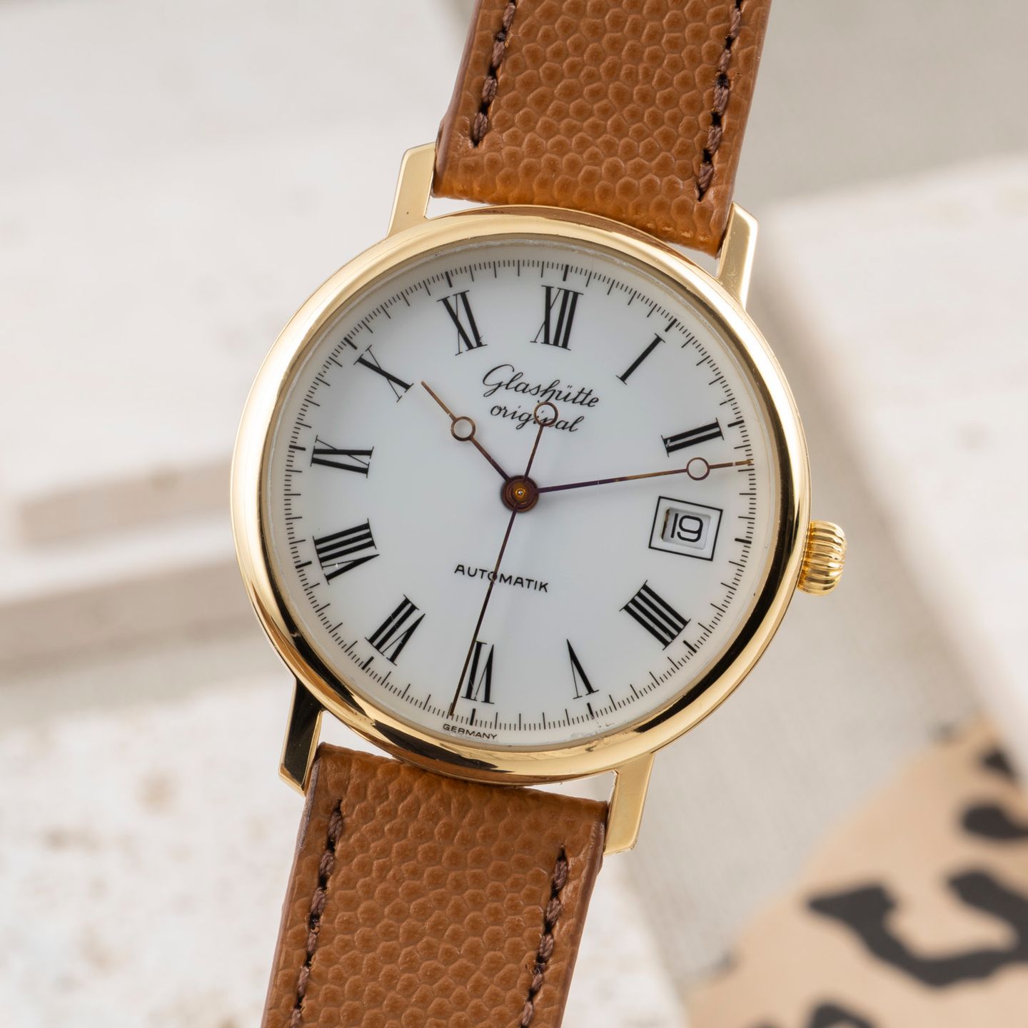 Glashütte Original Vintage 10-31-01-01-04 (1994) - Wit wijzerplaat 35mm Goud/Staal (3/8)