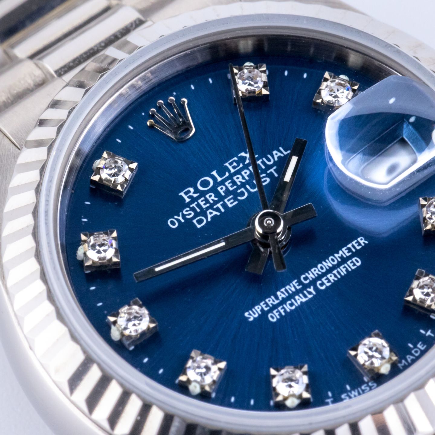 Rolex Lady-Datejust 69179 (1991) - Blue dial 26 mm White Gold case (2/7)