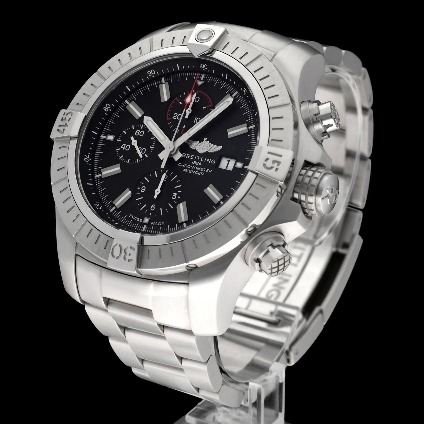 Breitling Super Avenger A13375 (2020) - Black dial 48 mm Steel case (2/8)