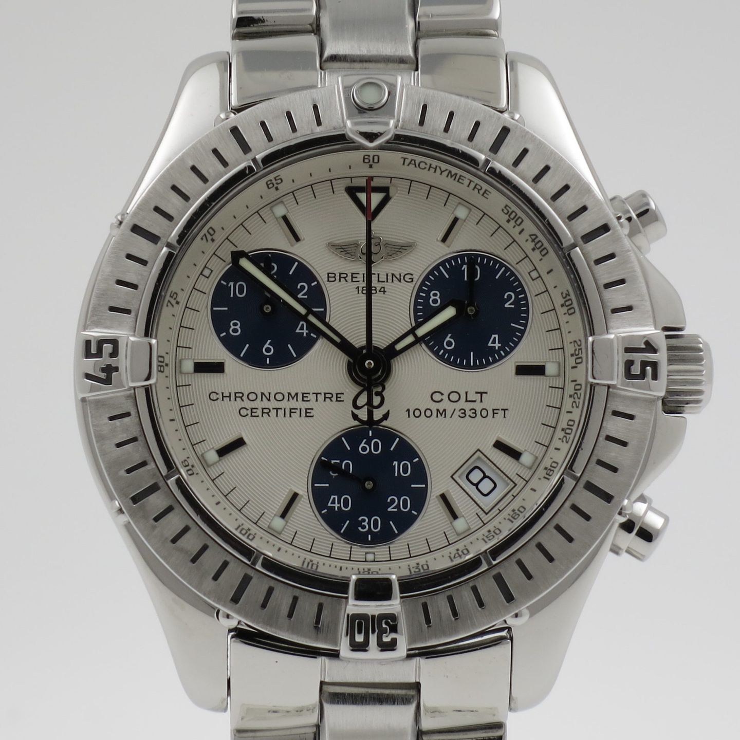 Breitling Colt Chronograph A73350 (2002) - Zilver wijzerplaat 38mm Staal (1/4)