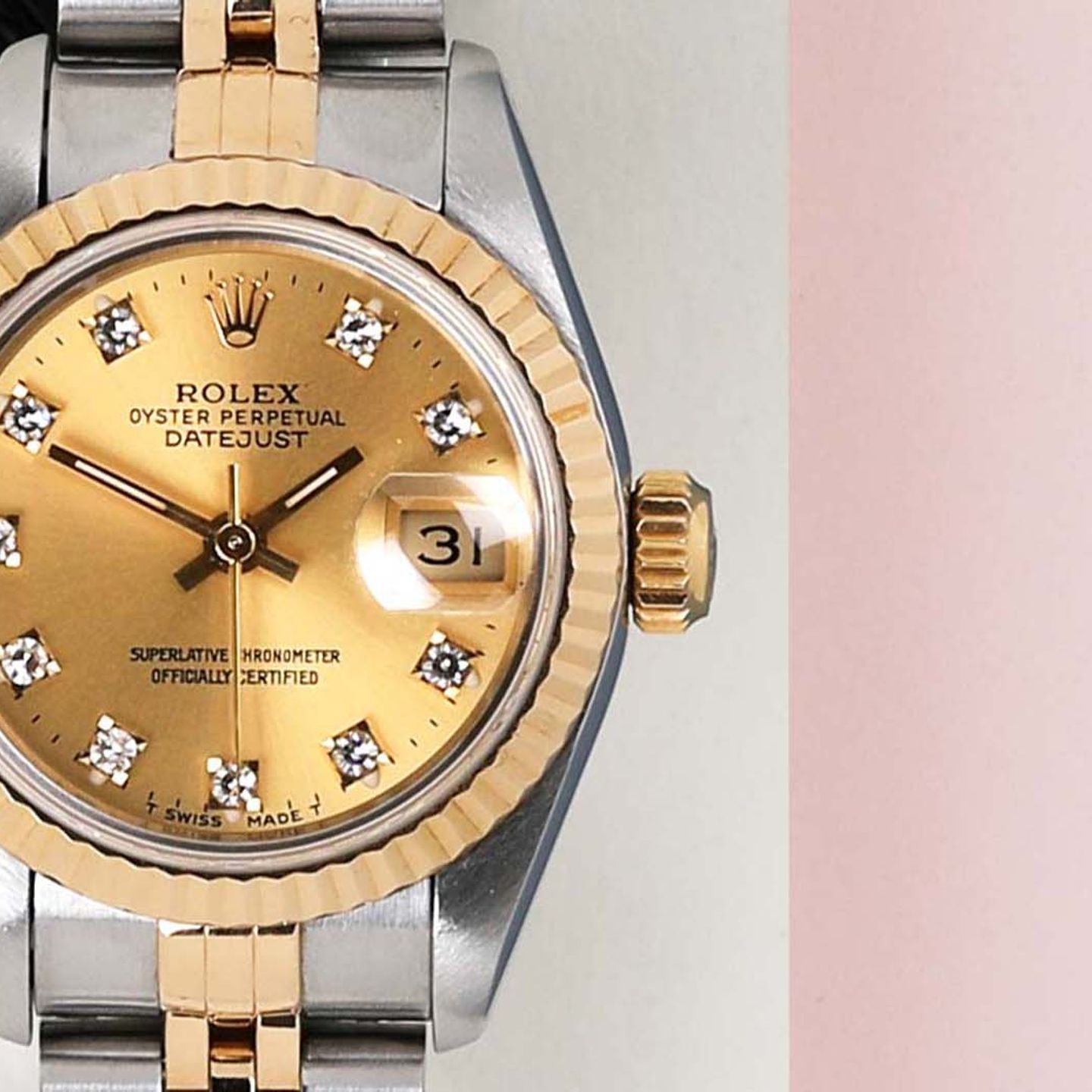 Rolex Lady-Datejust 69173 (1994) - Champagne dial 26 mm Gold/Steel case (4/7)