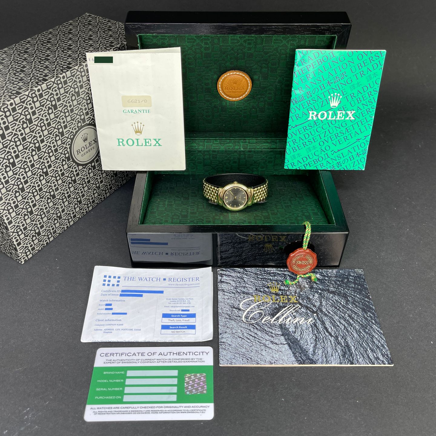 Rolex Cellini 6621/8 (1990) - Grey dial 26 mm Yellow Gold case (3/8)