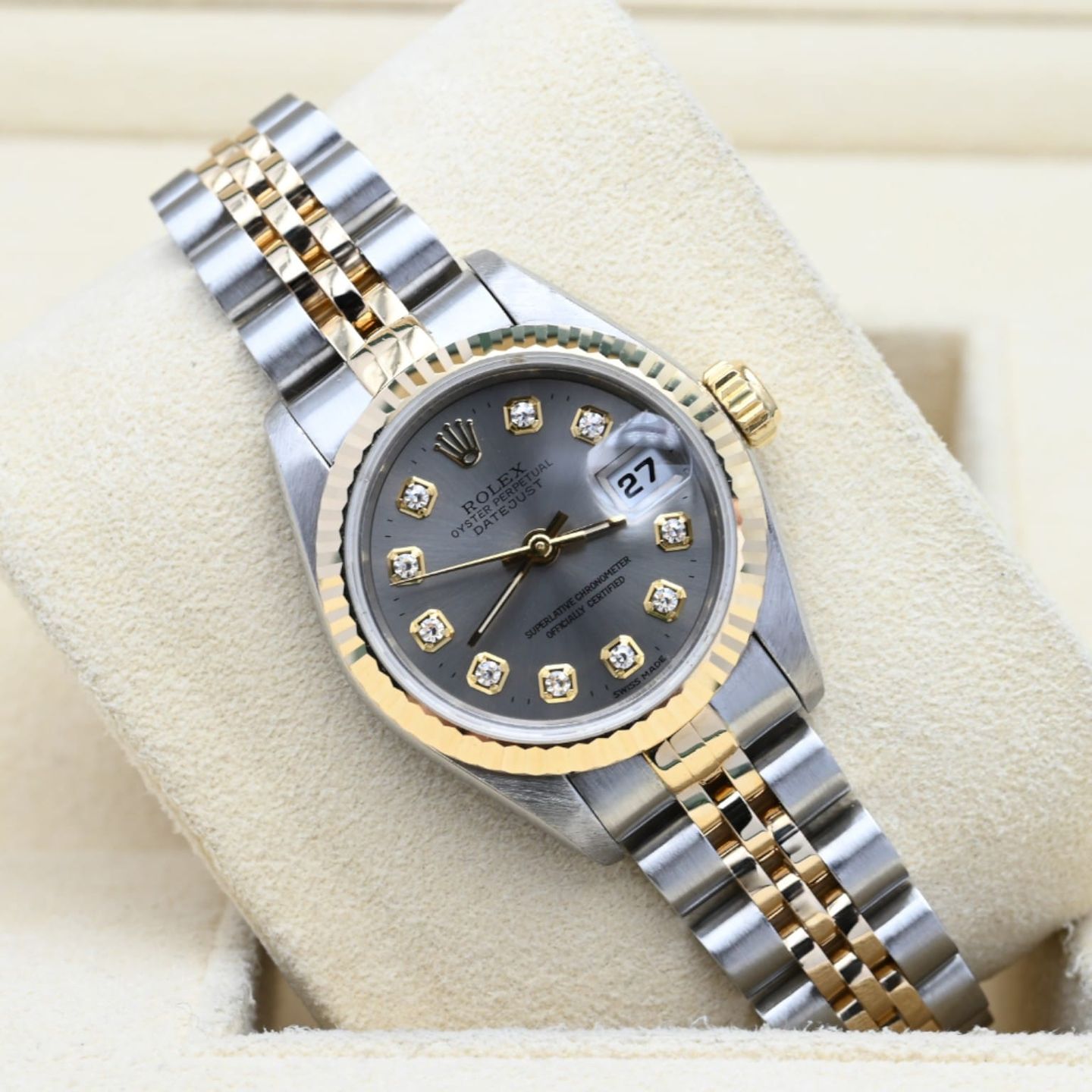 Rolex Lady-Datejust 69173 (1996) - Grijs wijzerplaat 26mm Goud/Staal (1/7)