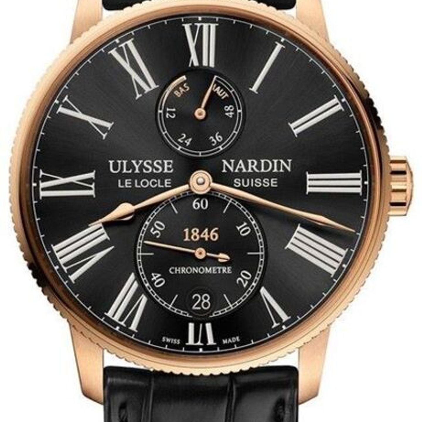 Ulysse Nardin Marine Torpilleur 1182-310/42 (2025) - Zwart wijzerplaat 43mm Roségoud (1/1)