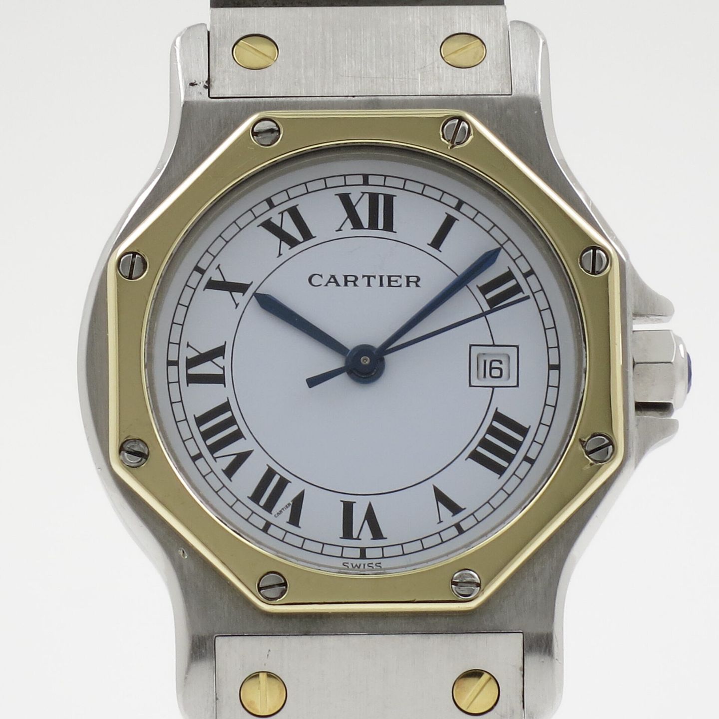 Cartier Santos 2966 (1990) - Wit wijzerplaat 30mm Goud/Staal (1/4)