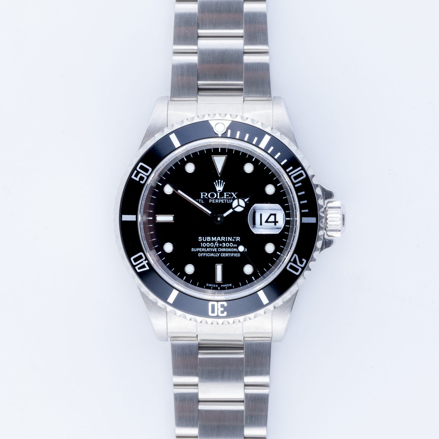 Rolex Submariner Date 16610 (1996) - Zwart wijzerplaat 40mm Staal (3/8)