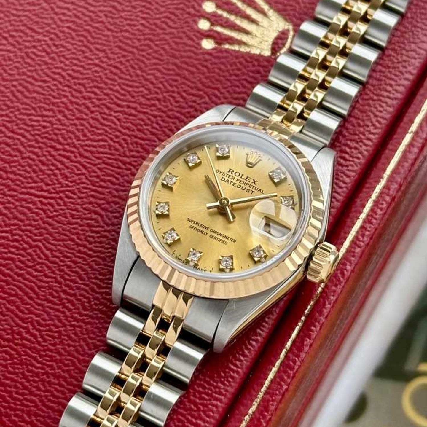 Rolex Lady-Datejust 69173 (1990) - Gold dial 26 mm Gold/Steel case (5/8)