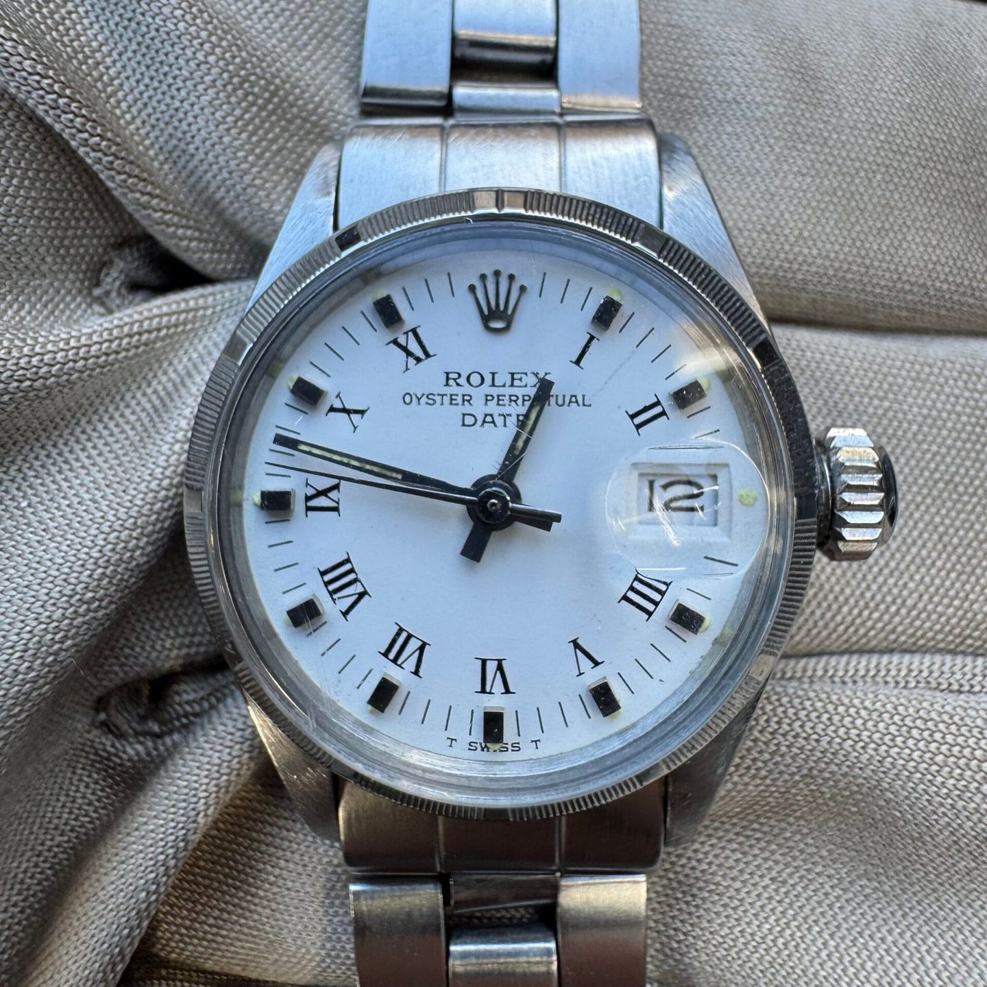 Rolex Oyster Perpetual Lady Date 69190 (Unknown (random serial)) - White dial 26 mm Steel case (4/5)