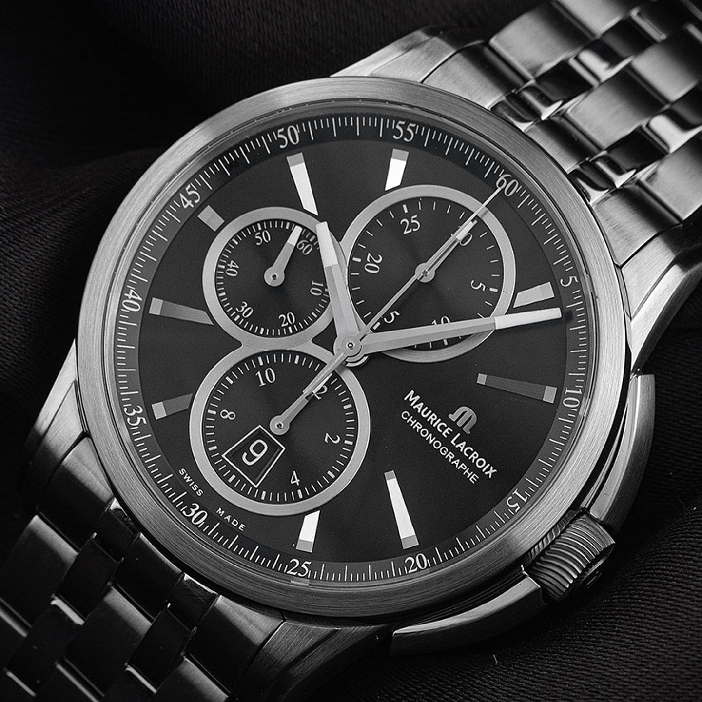 Maurice Lacroix Pontos Chronographe PT6178/88 (2006) - Black dial 44 mm Steel case (3/7)
