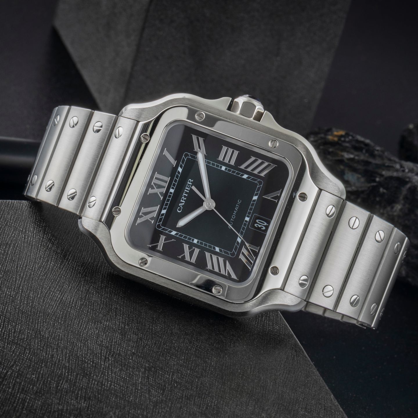 Cartier Santos WSSA0062 (Onbekend (willekeurig serienummer)) - Groen wijzerplaat 40mm Staal (2/8)