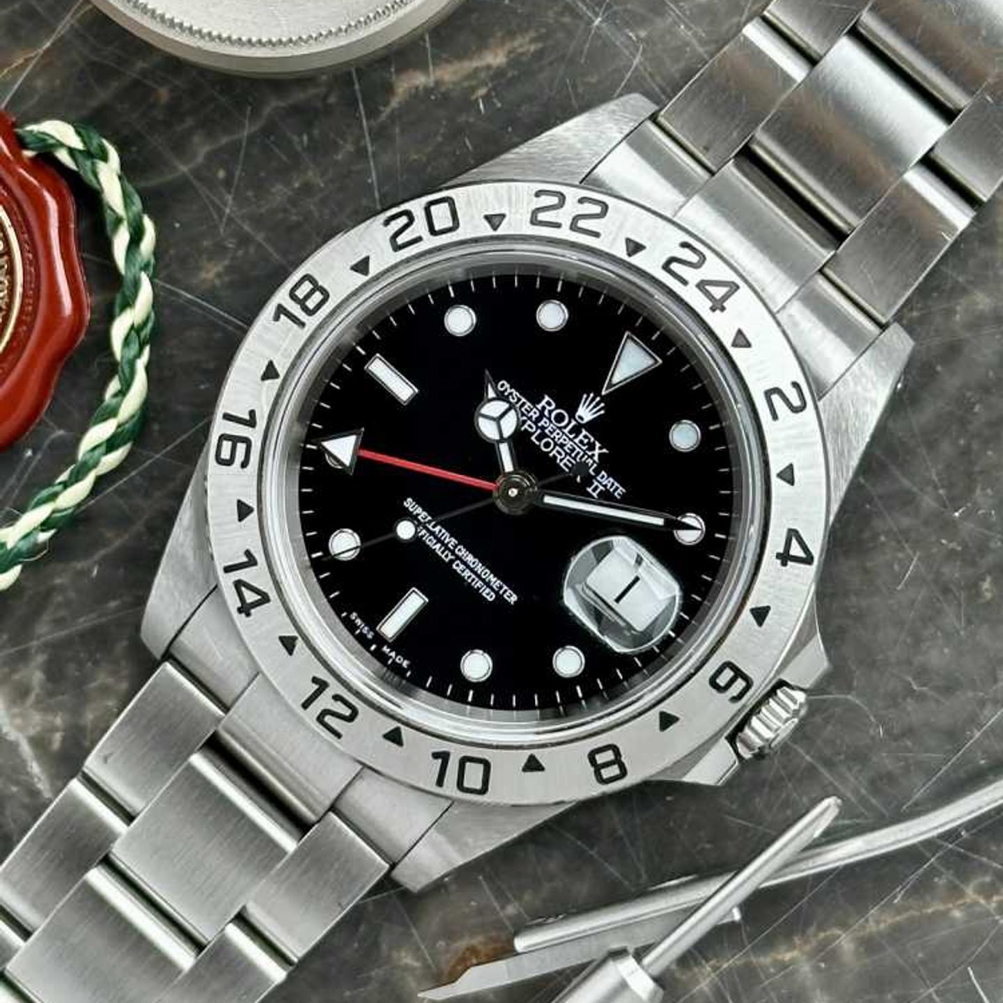 Rolex Explorer II 16570 (2000) - Zwart wijzerplaat 40mm Staal (6/8)