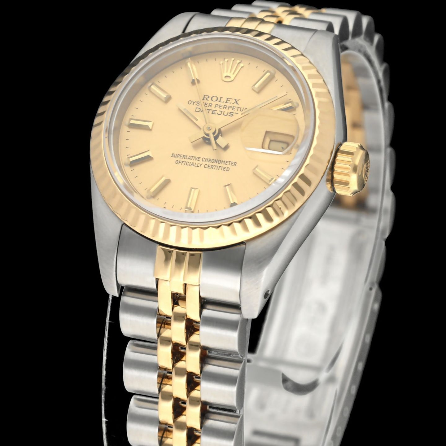 Rolex Lady-Datejust 69173 (1987) - Champagne dial 26 mm Gold/Steel case (6/8)