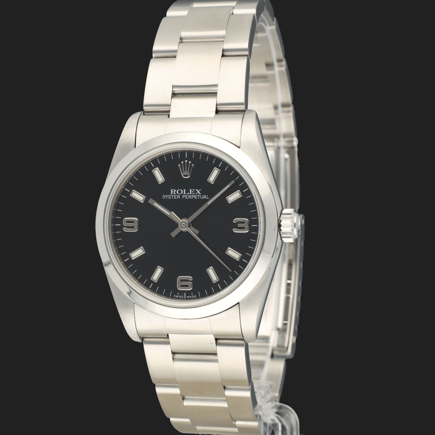 Rolex Oyster Perpetual 31 77080 (2007) - Black dial 31 mm Steel case (1/8)