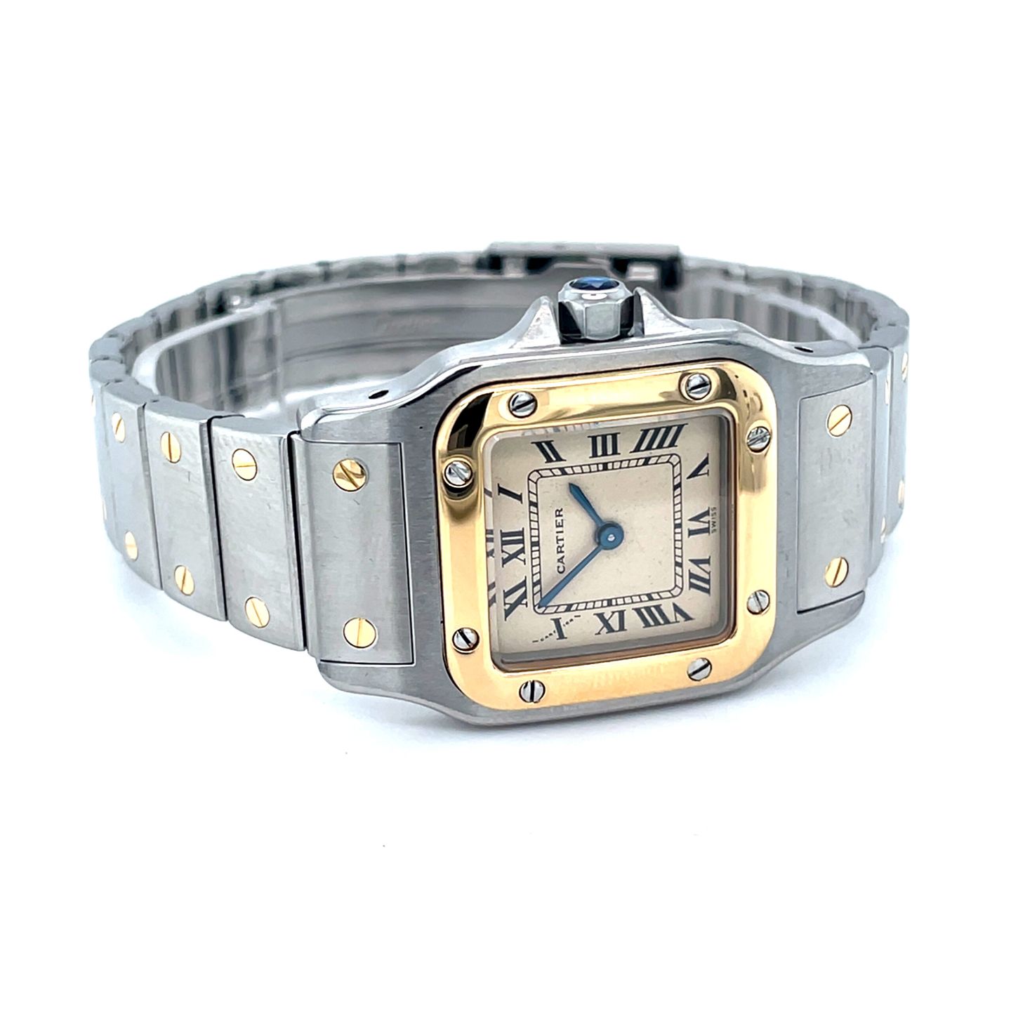 Cartier Santos 166930 (Unknown (random serial)) - White dial 24 mm Gold/Steel case (2/8)