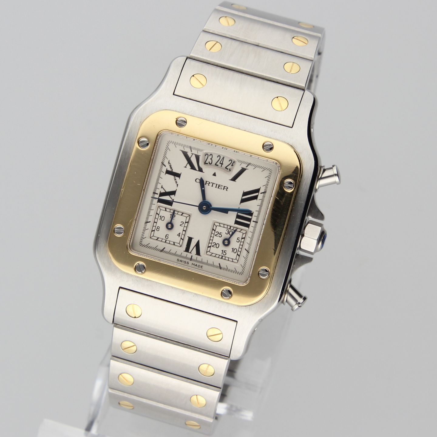 Cartier Santos Galbée 2425 (2000) - Silver dial 29 mm Gold/Steel case (4/8)