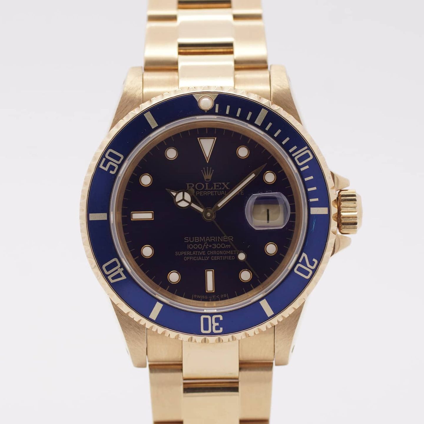 Rolex Submariner Date 16618 (1991) - Blue dial 40 mm Yellow Gold case (1/8)