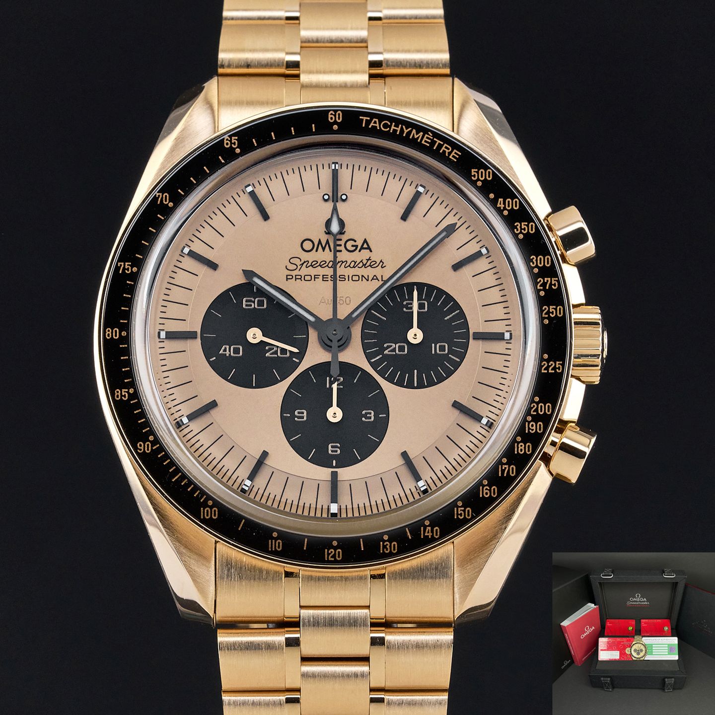 Omega Speedmaster Professional Moonwatch 310.60.42.50.99.002 (2023) - Champagne wijzerplaat 42mm Geelgoud (1/8)