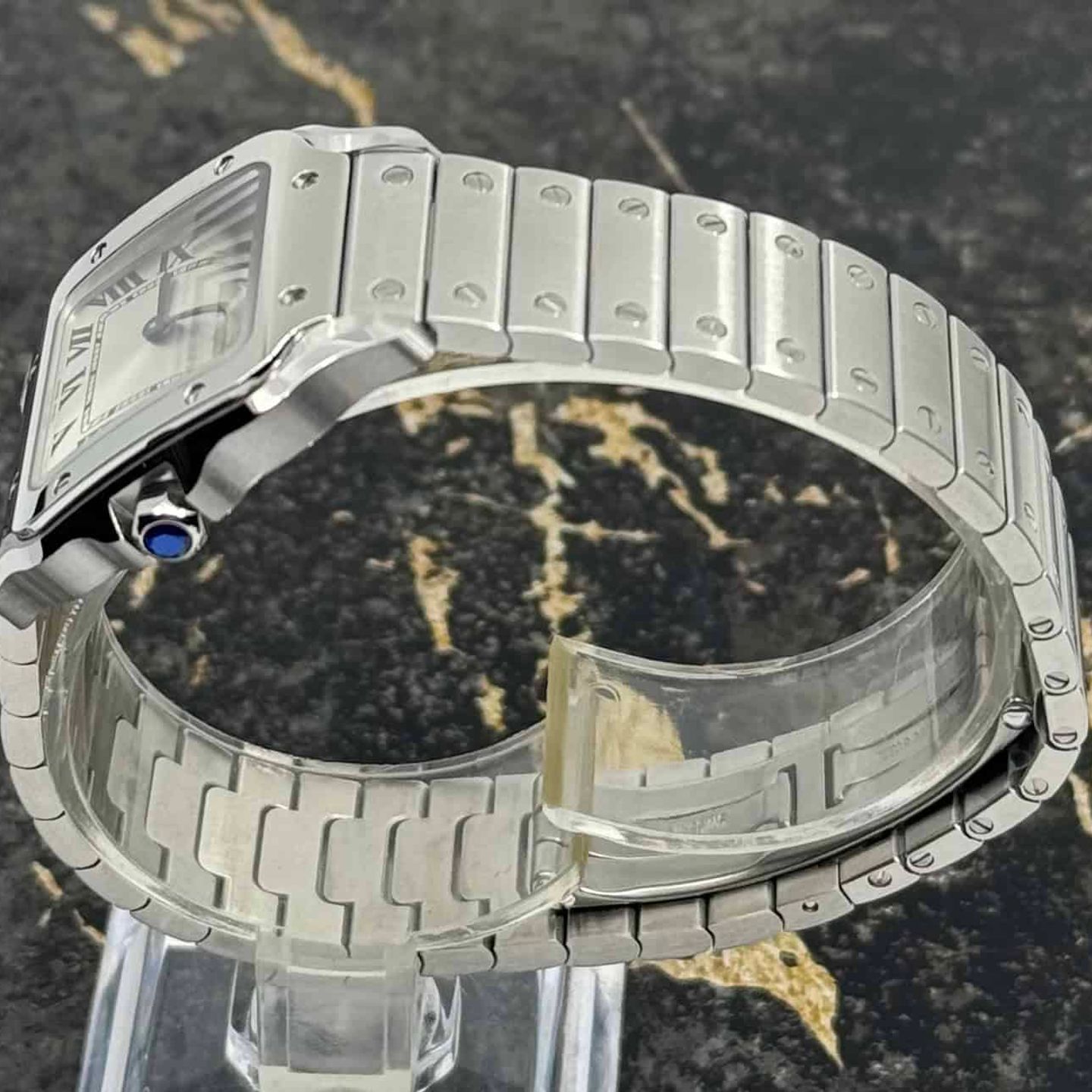 Cartier Santos WSSA0082 (Unknown (random serial)) - Silver dial 27 mm Steel case (7/8)