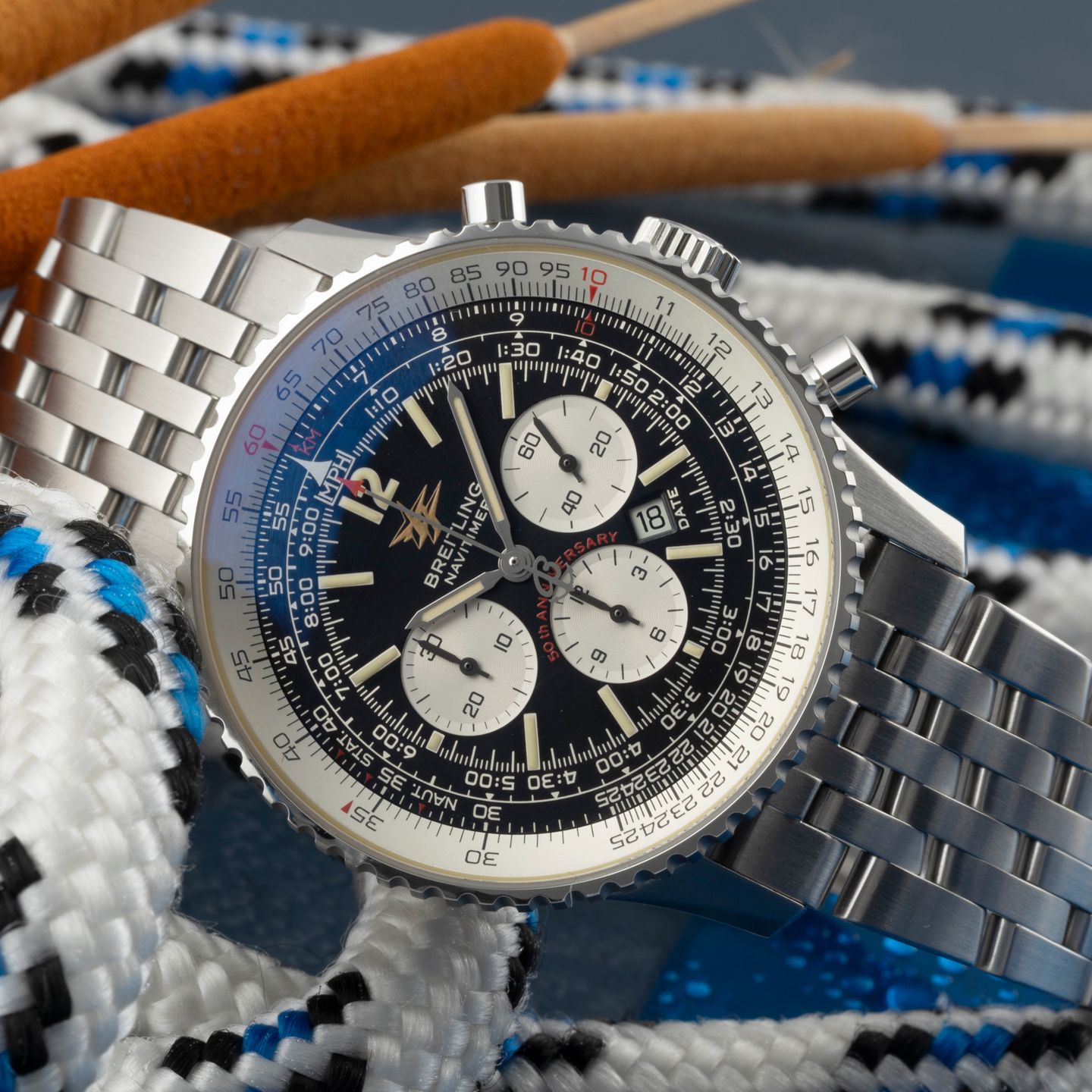 Breitling Navitimer A41322 (2003) - Zwart wijzerplaat 42mm Staal (2/8)