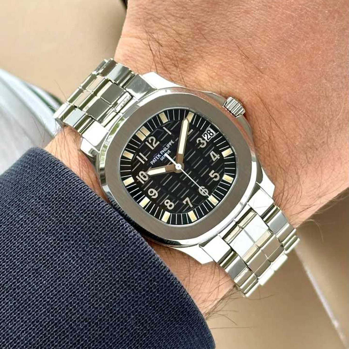 Patek Philippe Aquanaut 5066 (2000) - Zwart wijzerplaat 36mm Staal (6/8)