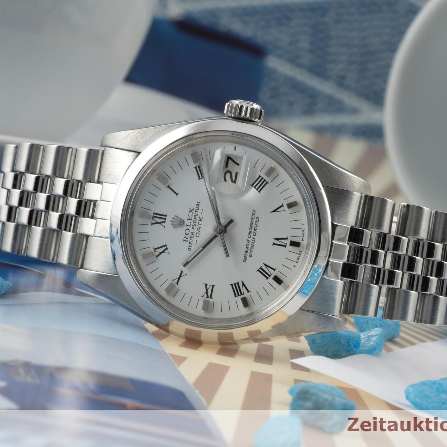 Rolex Oyster Perpetual Date 1500 (1978) - Wit wijzerplaat 34mm Staal (2/8)