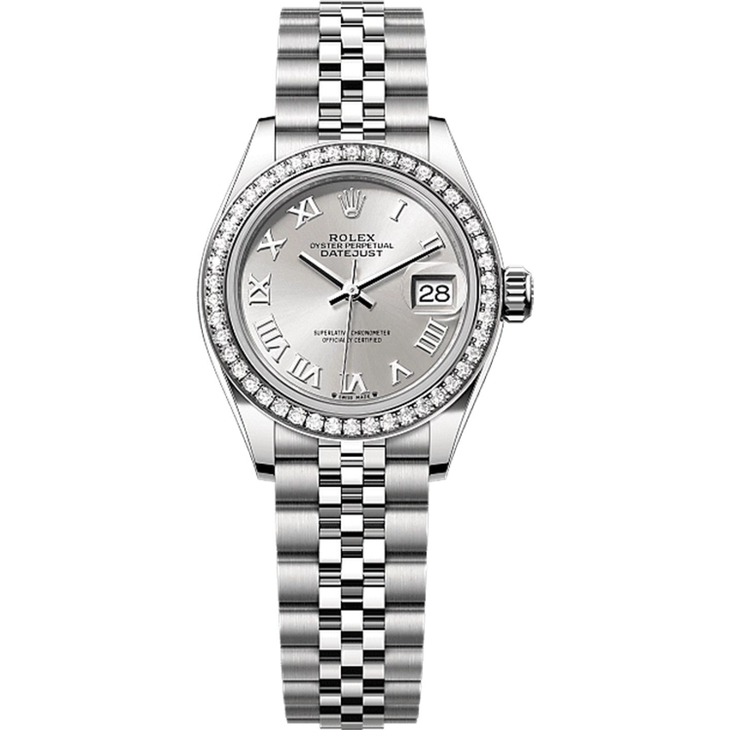 Rolex Lady-Datejust 279384RBR (2025) - Zilver wijzerplaat 28mm Staal (1/1)