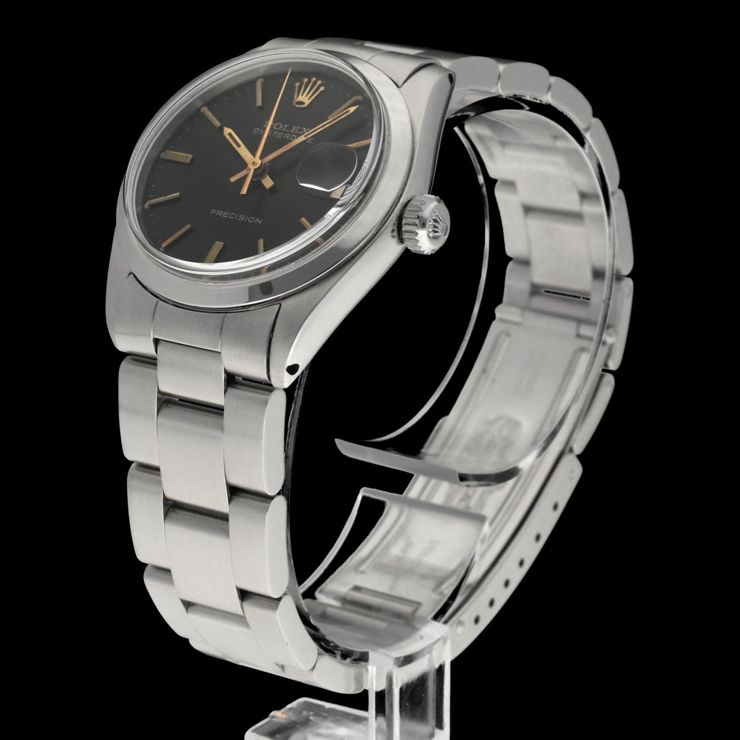 Rolex Oyster Precision 6466 (1960) - Zwart wijzerplaat 36mm Staal (4/7)