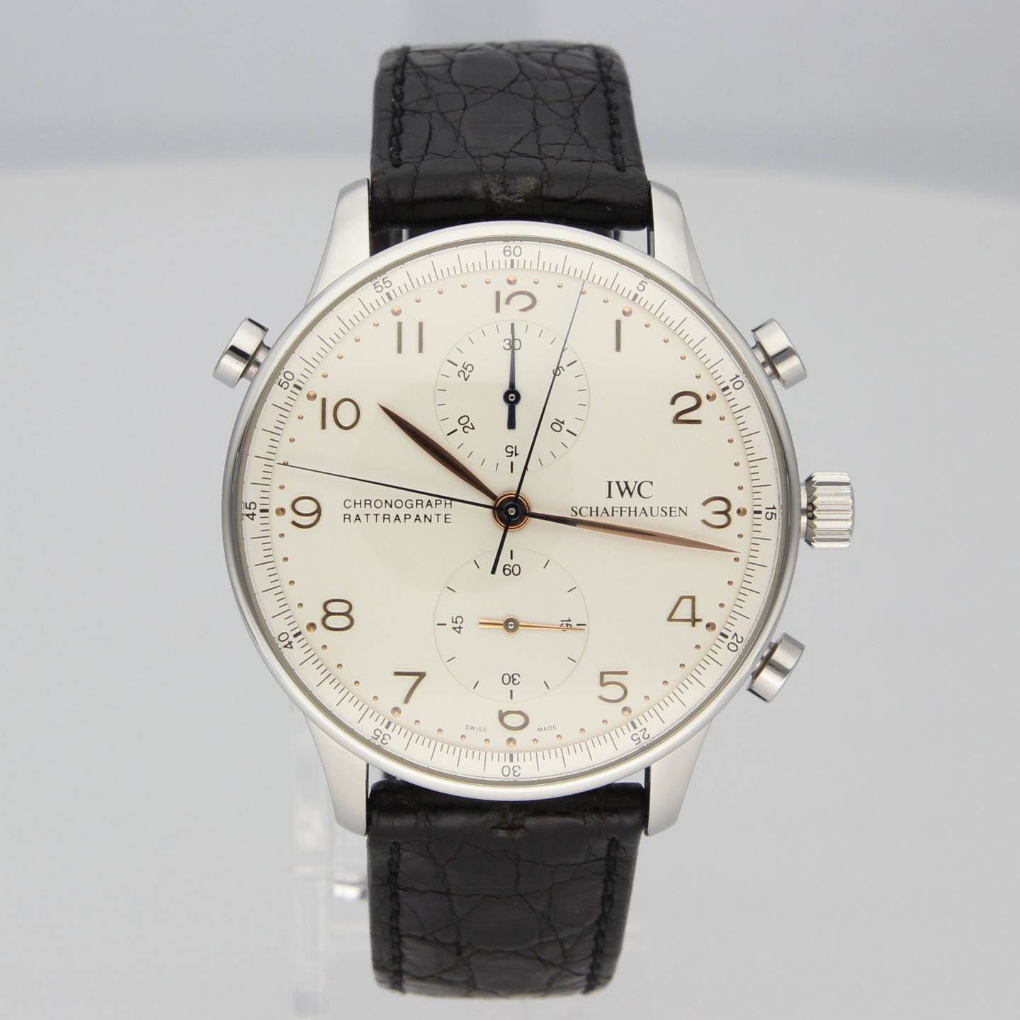 IWC Portuguese Chronograph IW3712 (1998) - Silver dial 42 mm Steel case (2/8)