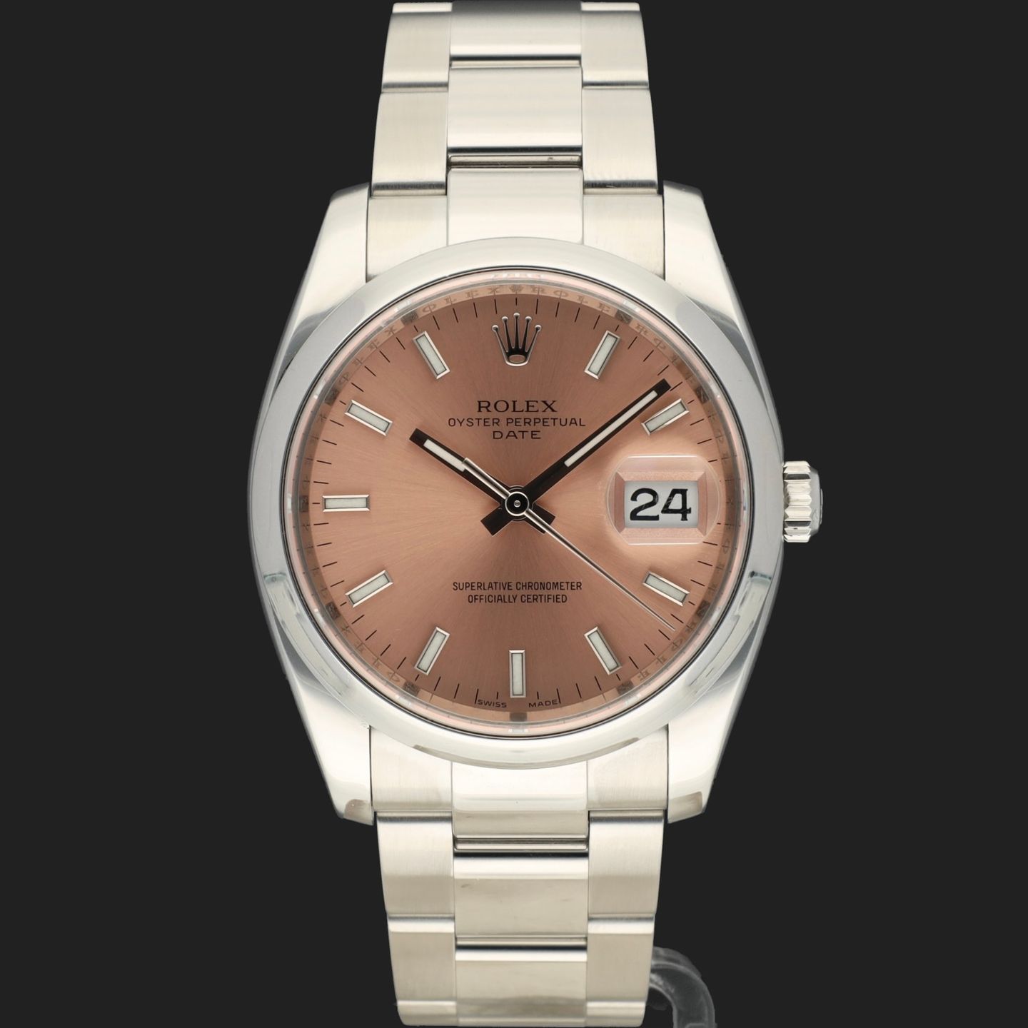 Rolex Oyster Perpetual Date 115200 (2010) - Roze wijzerplaat 34mm Staal (3/8)