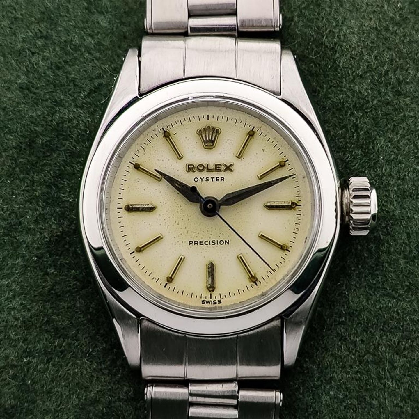Rolex Oyster 6410 (1956) - Champagne wijzerplaat 24mm Staal (1/8)