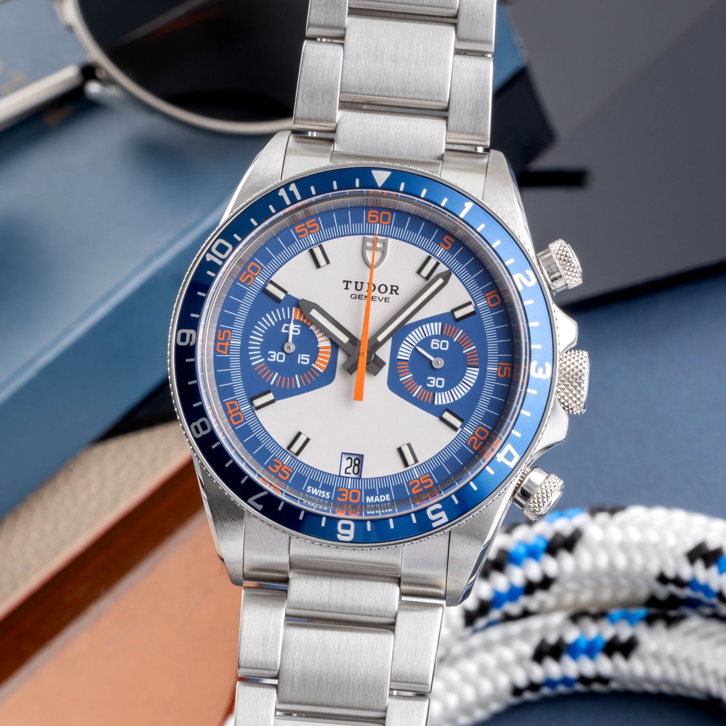 Tudor Heritage Chrono Blue 70330B (Unknown (random serial)) - Multi-colour dial 42 mm Steel case (3/8)