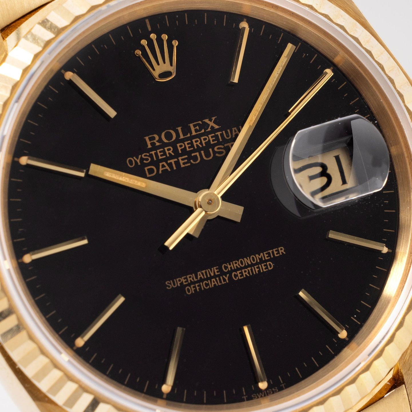 Rolex Datejust 36 16018 (1981) - Black dial 36 mm Yellow Gold case (2/8)