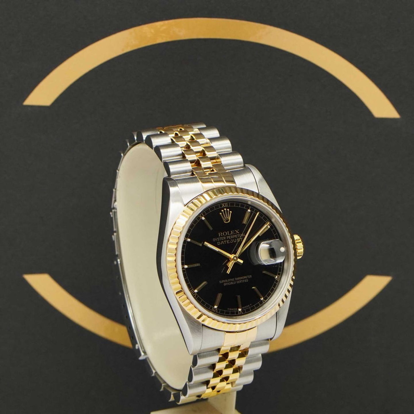 Rolex Datejust 36 16233 (1995) - Zwart wijzerplaat 36mm Goud/Staal (3/7)