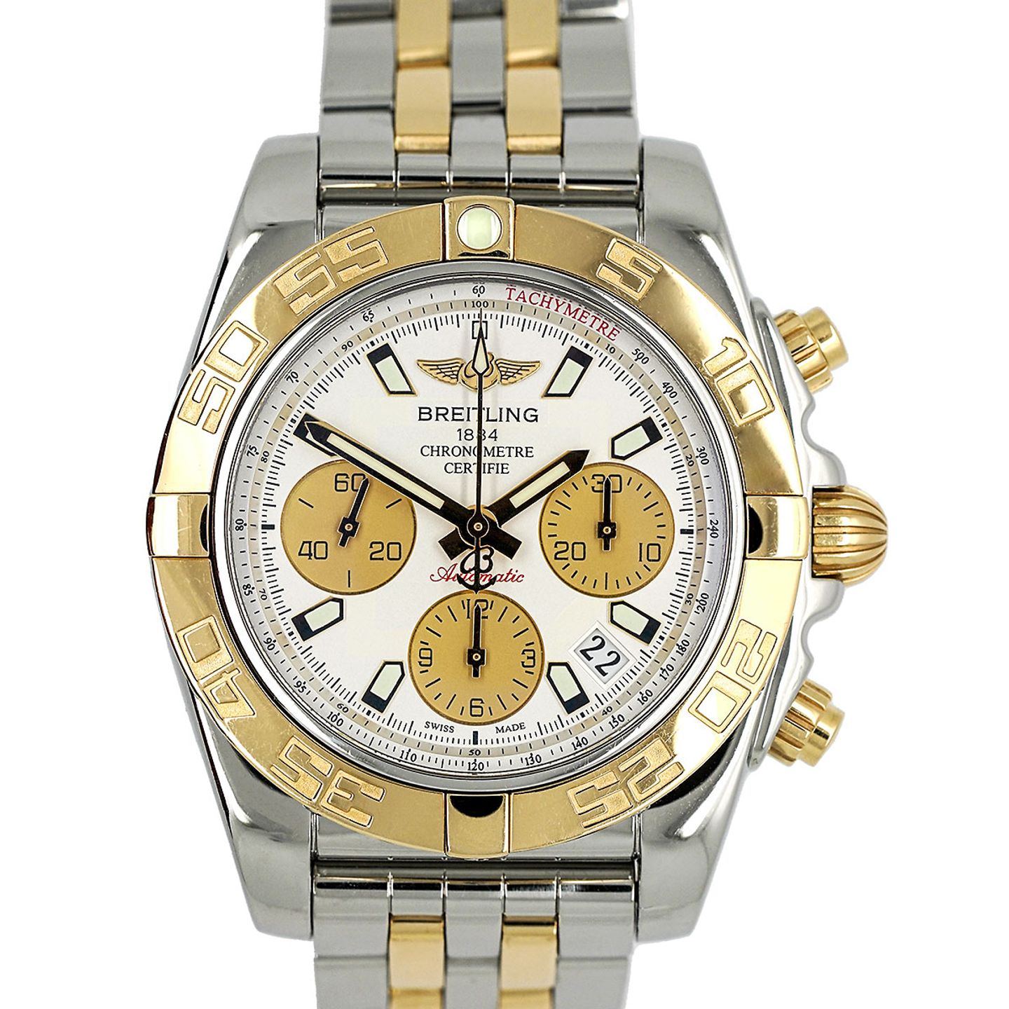 Breitling Chronomat 41 CB014012/G713 (2015) - Silver dial 41 mm Gold/Steel case (1/6)