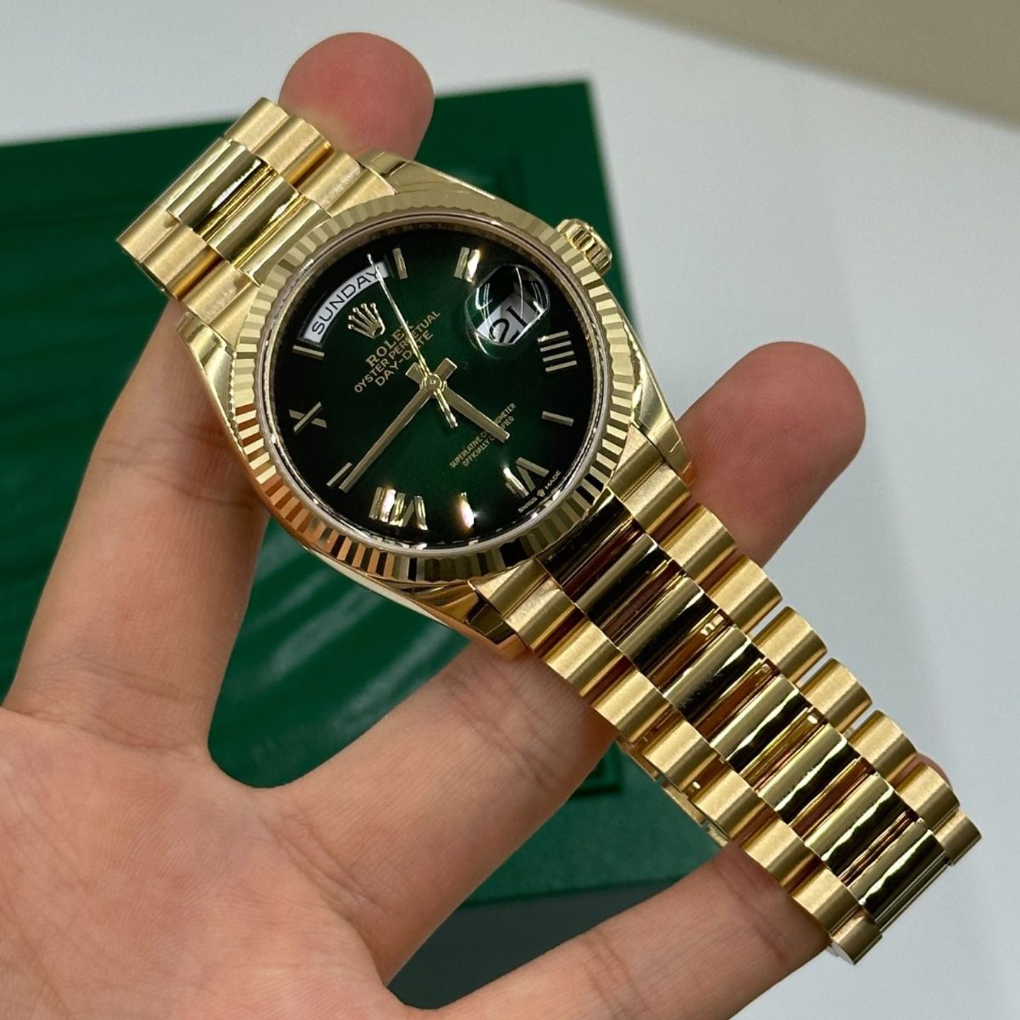 Rolex Day-Date 36 128238 (2024) - Groen wijzerplaat 36mm Geelgoud (8/8)