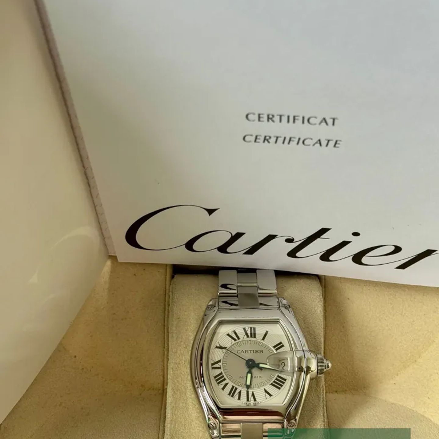 Cartier Roadster W62000V3 (2010) - Zilver wijzerplaat 38mm Staal (7/7)