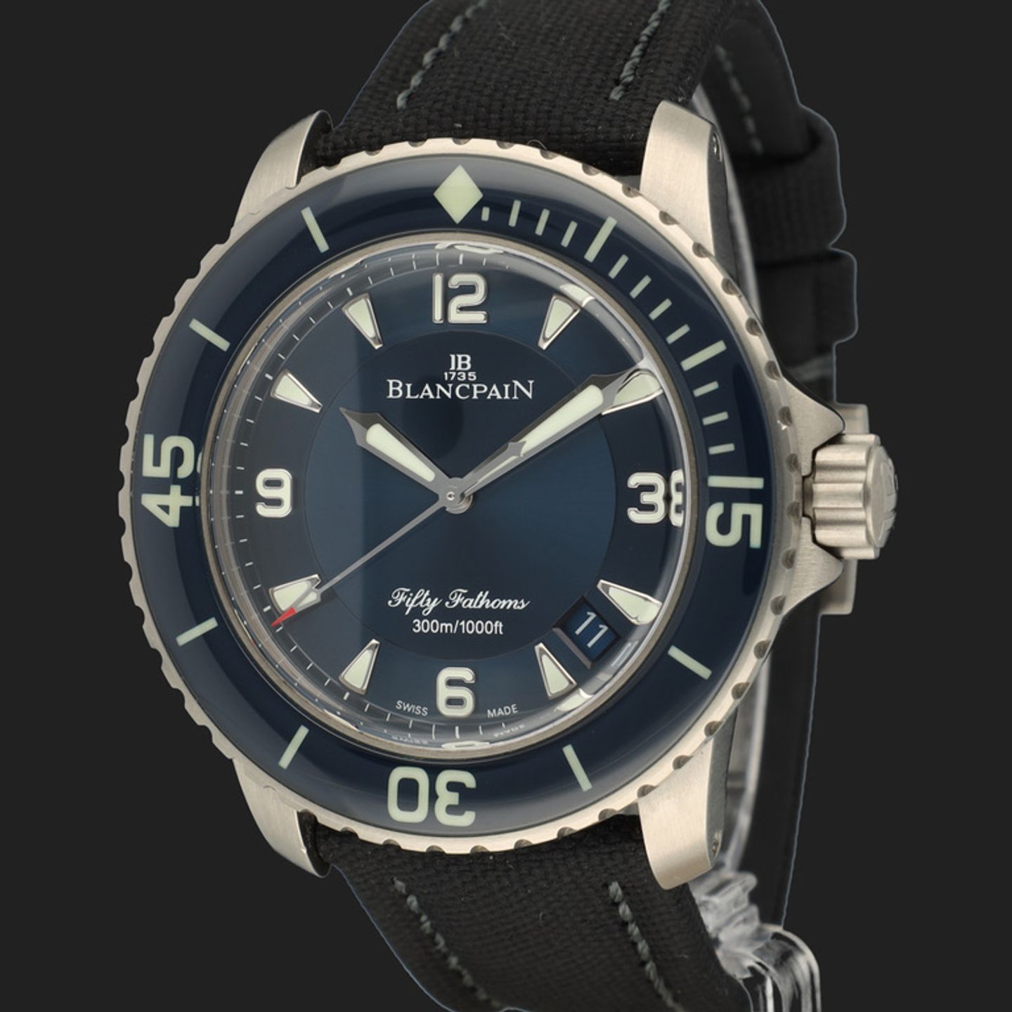 Blancpain Fifty Fathoms 5015-12B40-O52A (2018) - Blue dial 46 mm Titanium case (1/8)