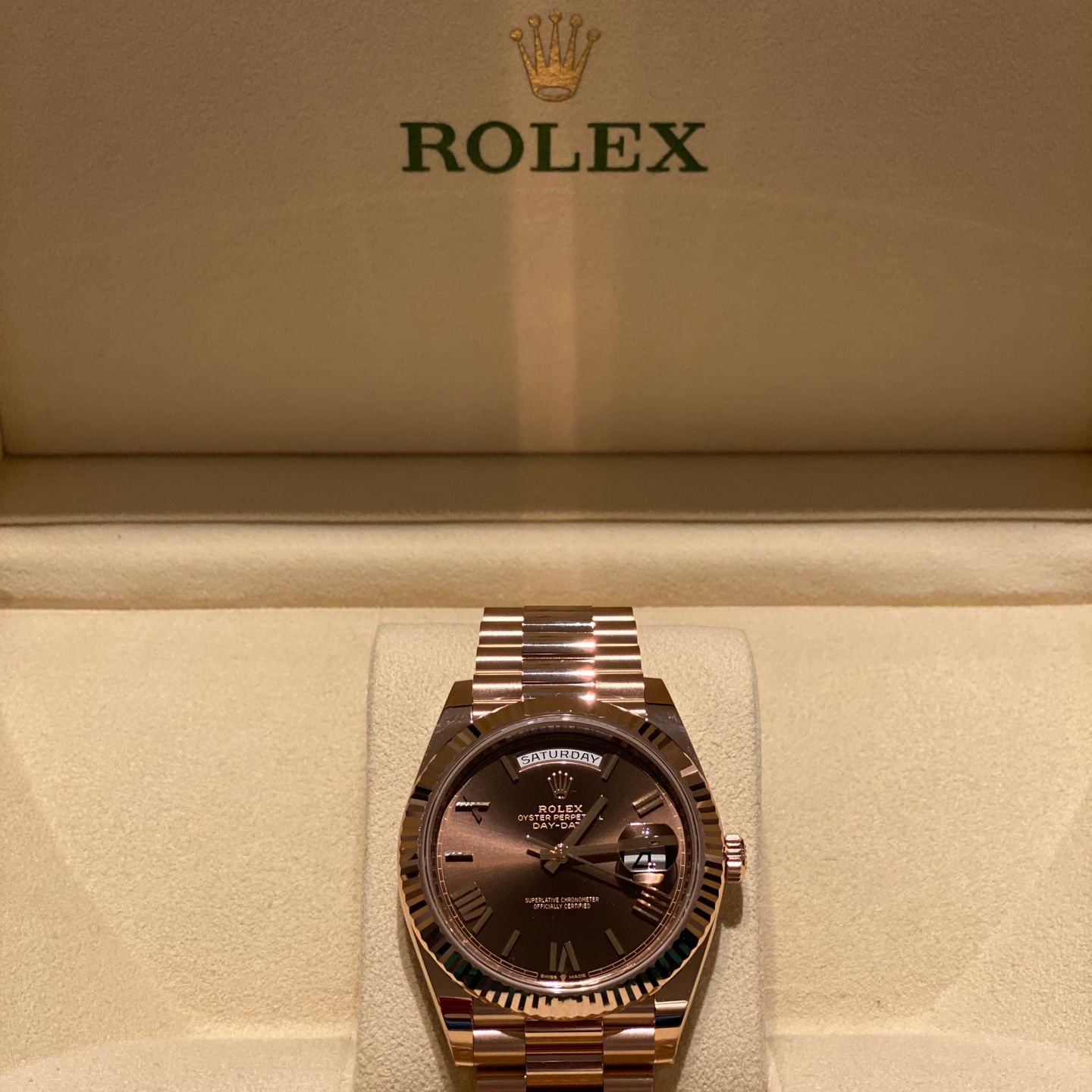 Rolex Day-Date 40 228235 (2021) - Bruin wijzerplaat 40mm Roségoud (6/6)