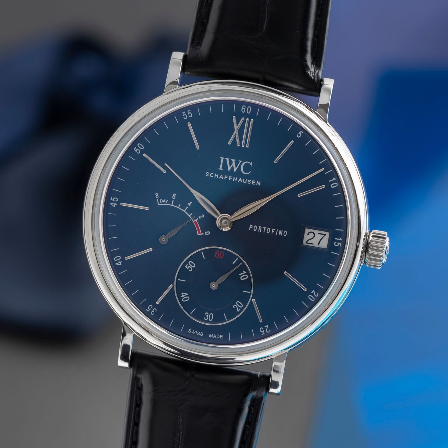 IWC Portofino Hand-Wound IW510106 (Unknown (random serial)) - Blue dial 45 mm Steel case (3/8)