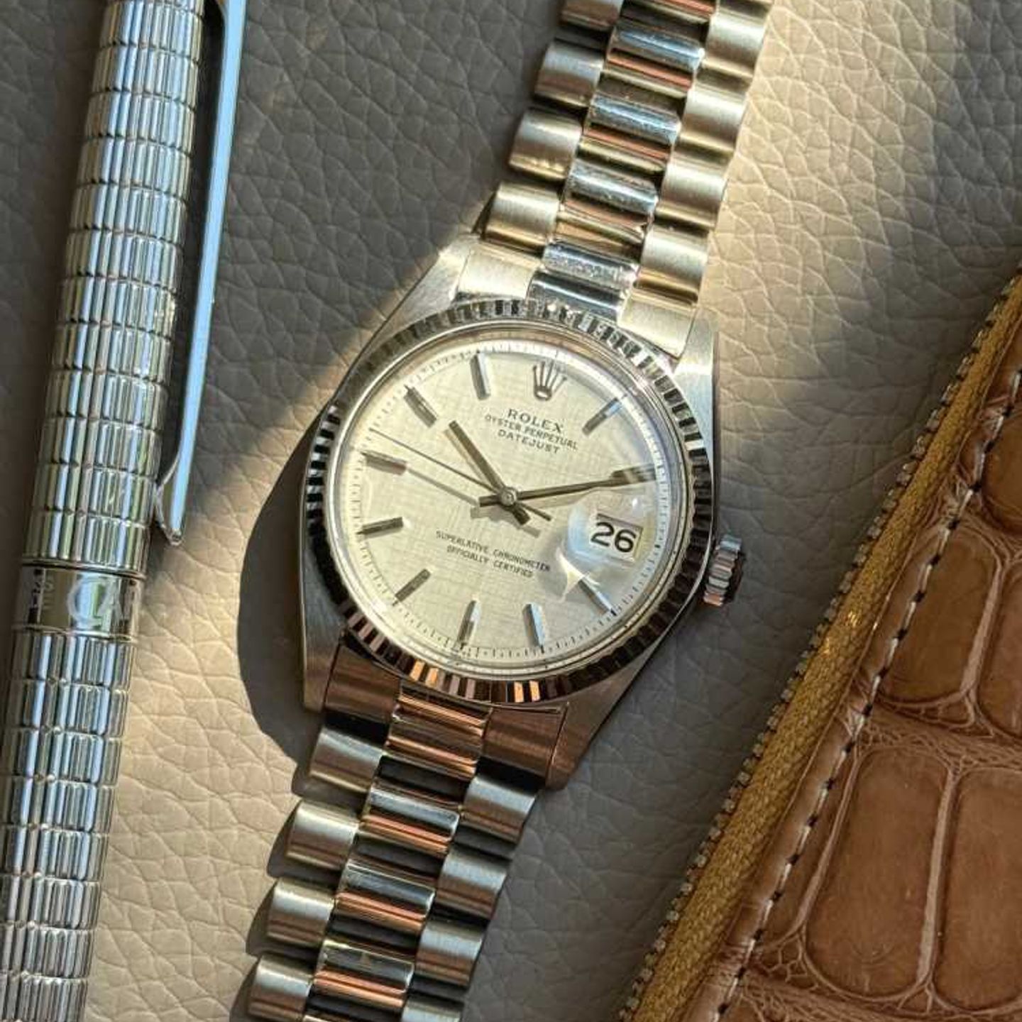 Rolex Datejust 1601/9 (1972) - Zilver wijzerplaat 36mm Witgoud (5/8)