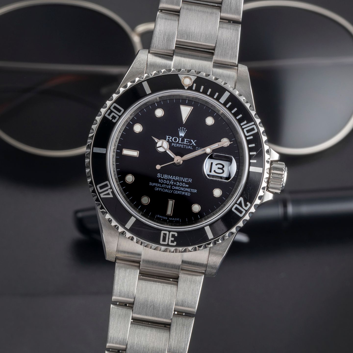 Rolex Submariner Date 16610T (2009) - Zwart wijzerplaat 40mm Staal (3/8)