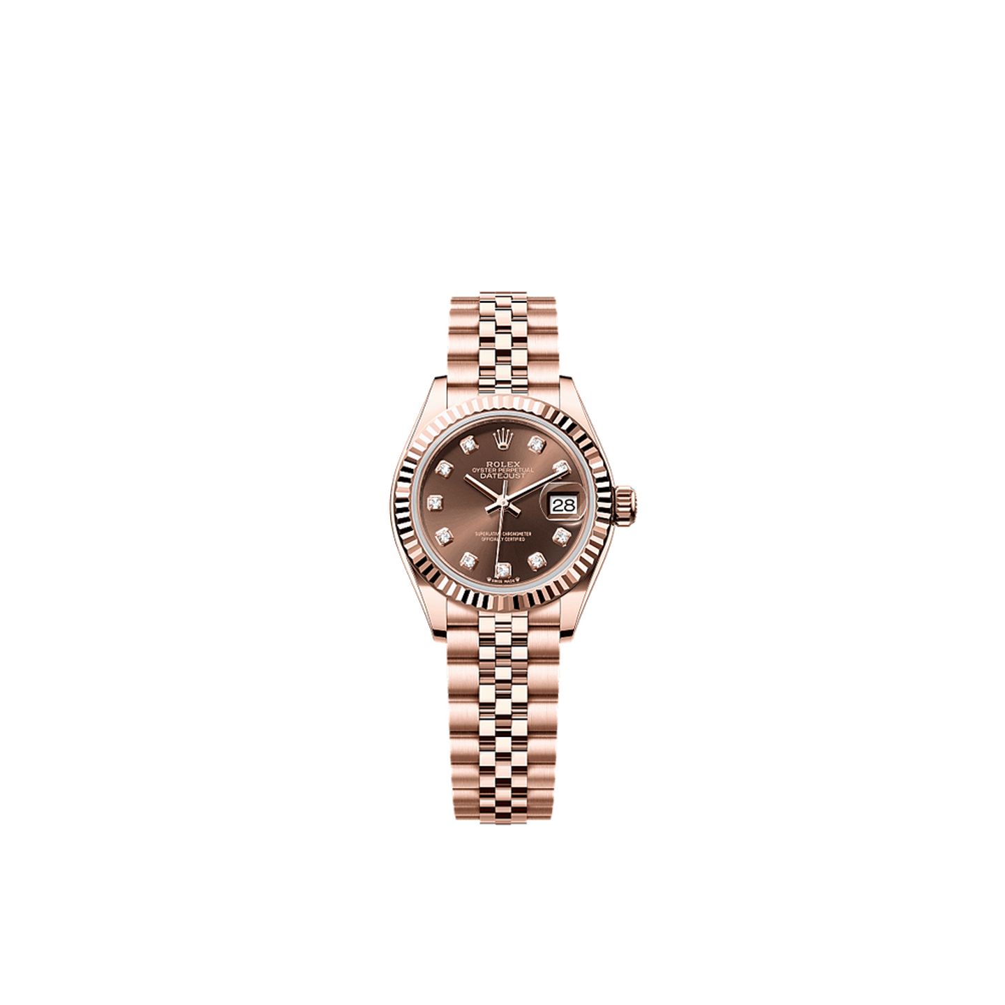 Rolex Lady-Datejust 279175 (2025) - Bruin wijzerplaat 28mm Roségoud (1/1)