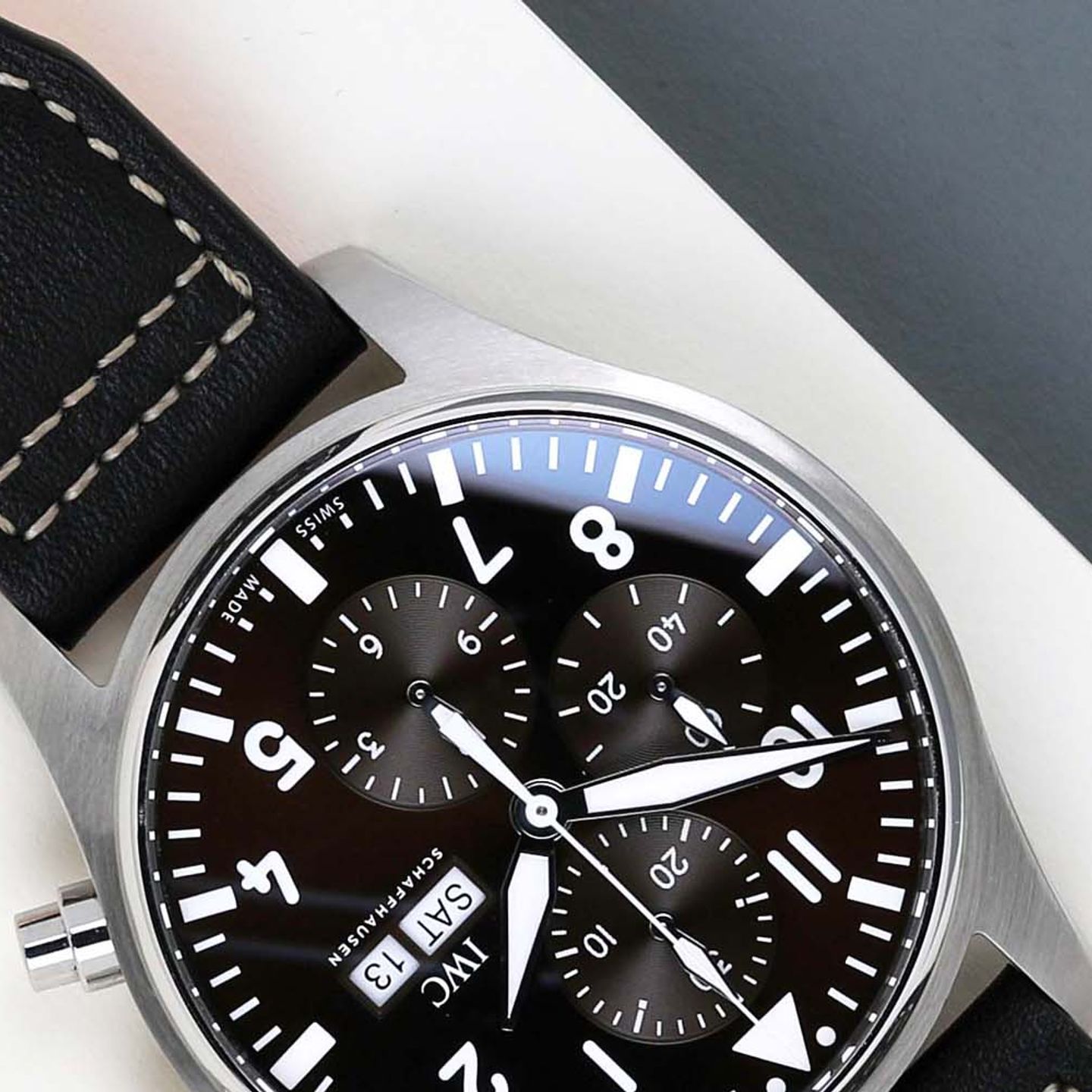 IWC Pilot Chronograph IW377713 (2017) - Bruin wijzerplaat 43mm Staal (4/8)