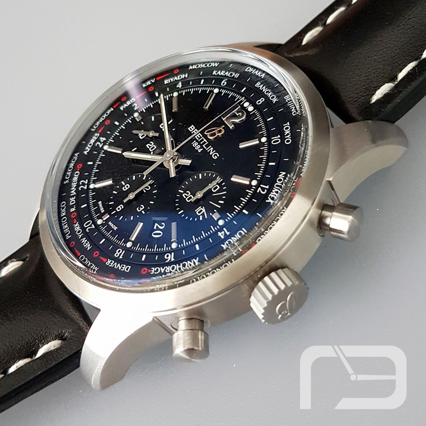 Breitling Transocean Chronograph AB0510U6/BC26-441X (2024) - Zwart wijzerplaat 45mm Staal (3/8)