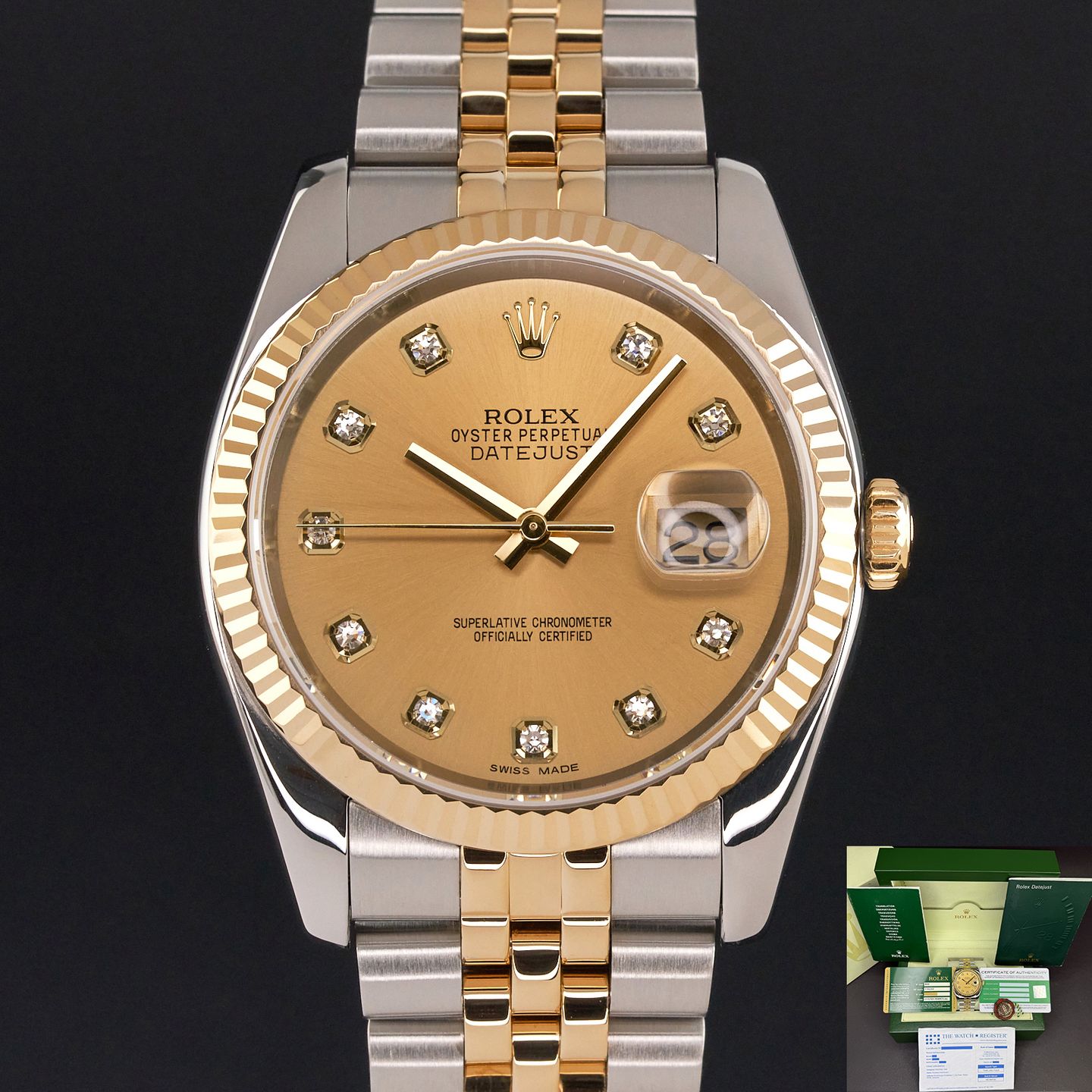 Rolex Datejust 36 116233 (2010) - Champagne dial 36 mm Gold/Steel case (1/4)