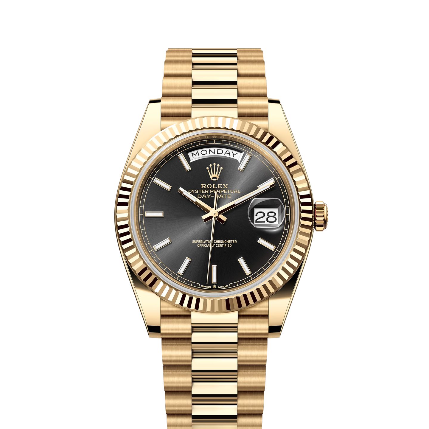 Rolex Day-Date 40 228238 (2023) - Black dial 40 mm Yellow Gold case (1/8)