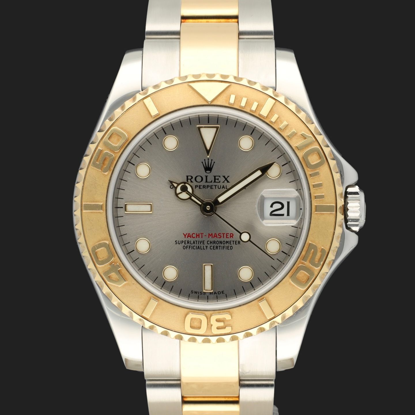 Rolex Yacht-Master 168623 (2003) - Grey dial 35 mm Gold/Steel case (3/8)