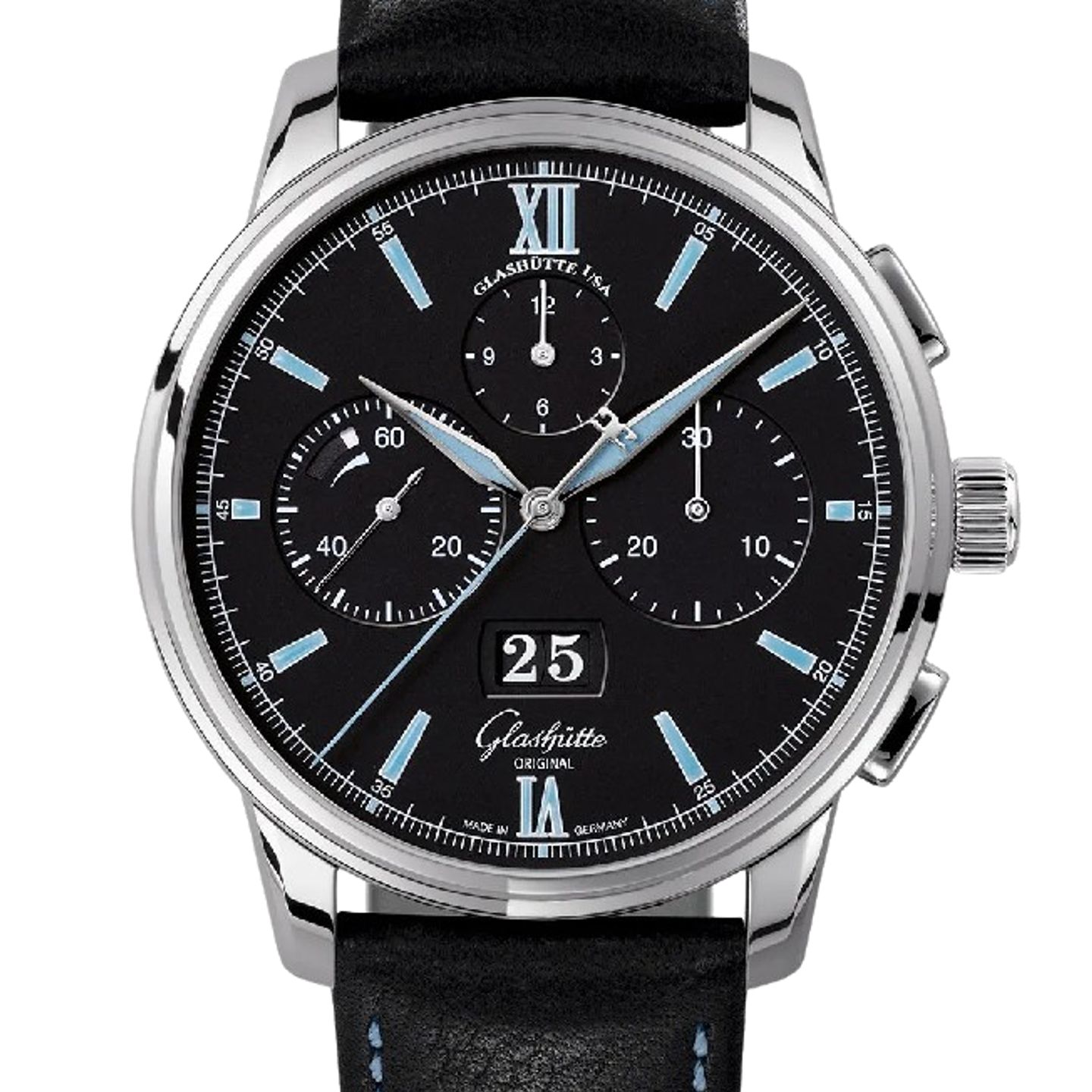 Glashütte Original Senator Chronograph Panorama Date 1-37-01-03-02-35 (2024) - Black dial 42 mm Steel case (1/1)